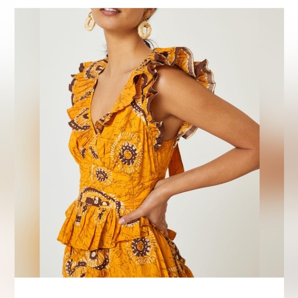 Love The Label Gigi Gold Print Dress Size L EUC 375$ Anthropologie - Picture 4 of 16